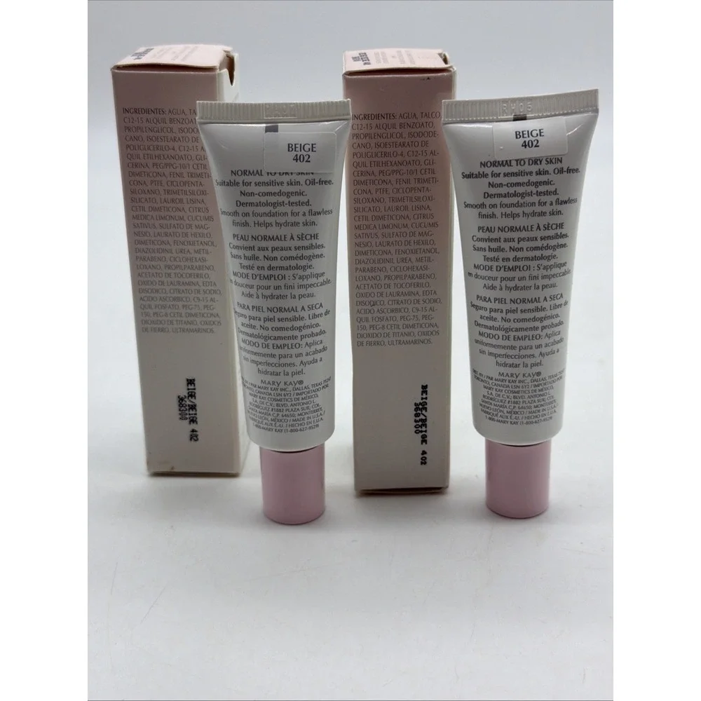 2- MARY KAY Medium-Coverage Foundation BEIGE 402 Liquid 1 Fl Oz NIB